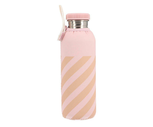 Garrafa metálica riscas rosa 750ml