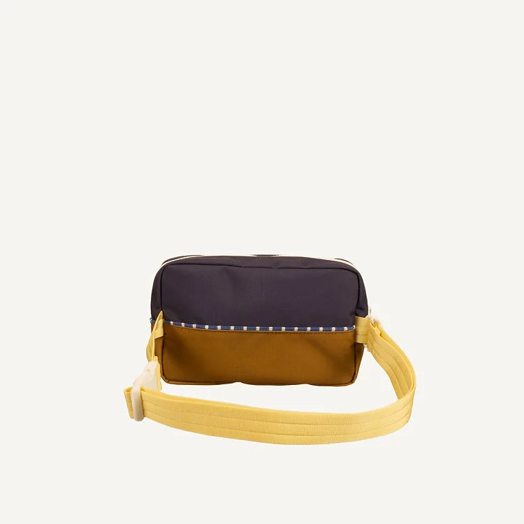 Bolsa cintura grande roxo/castanho alça amarelo claro