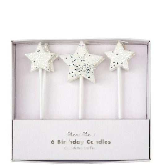 Velas estrelas glitter prateada