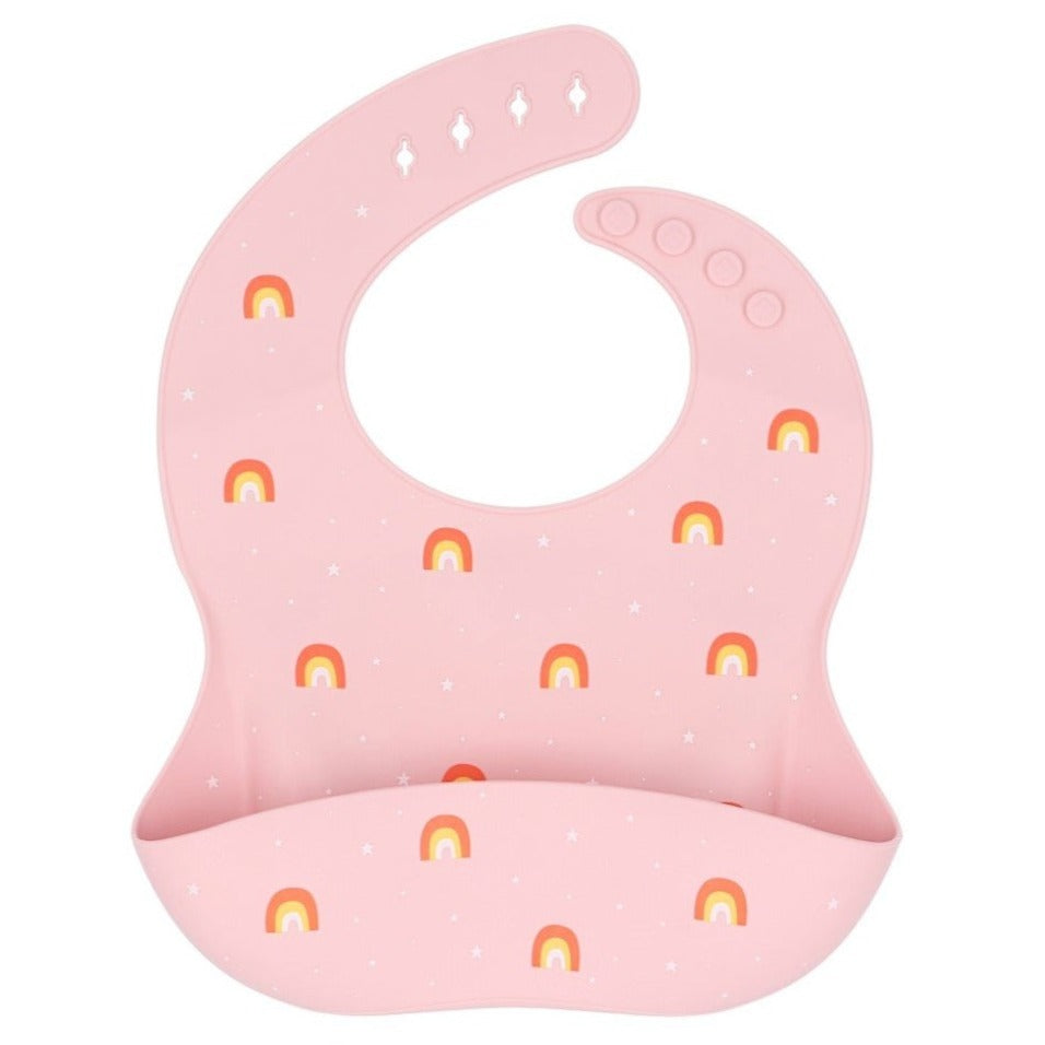 Babete silicone tutete - arco íris rosa