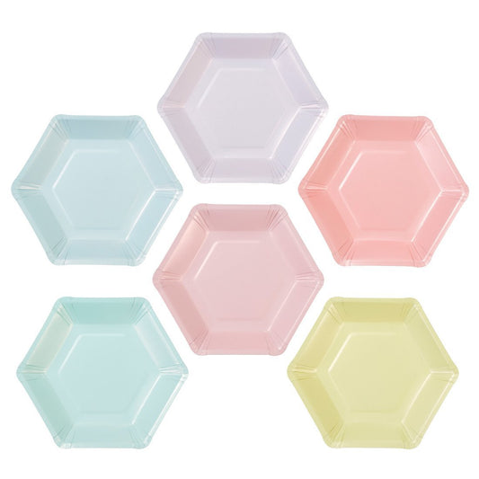 Pratos pastel hexagonais