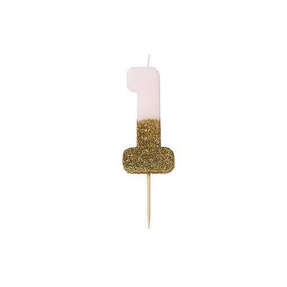 Velas número rosa glitter dourado