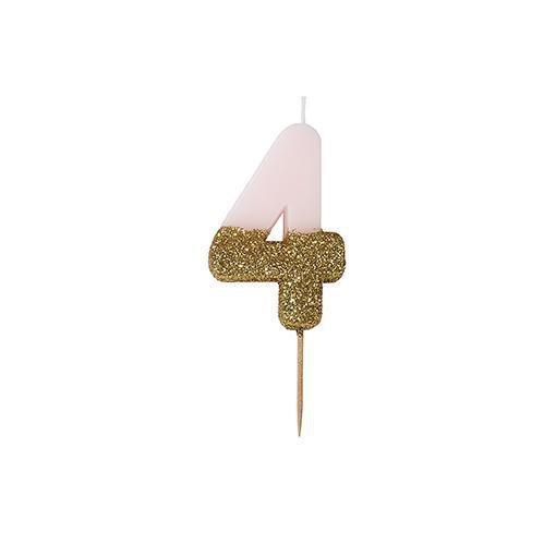 Velas número rosa glitter dourado