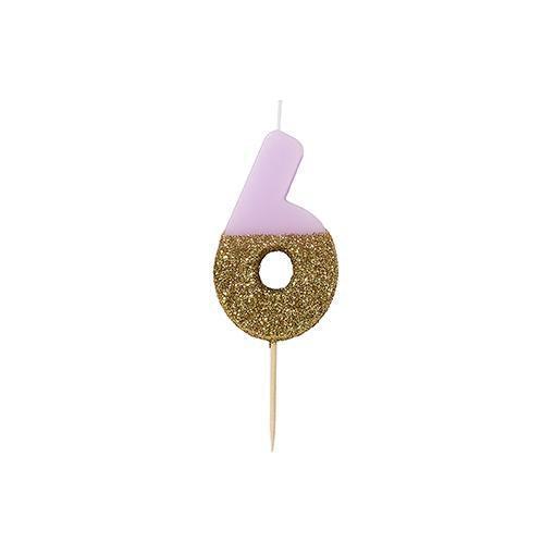 Velas número rosa glitter dourado