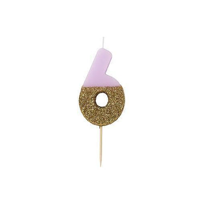 Velas número rosa glitter dourado