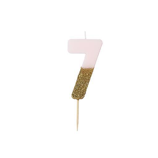 Velas número rosa glitter dourado