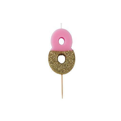 Velas número rosa glitter dourado