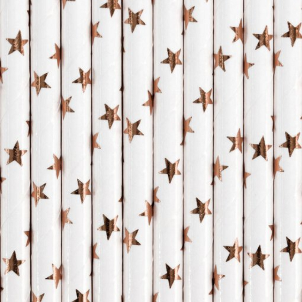 Palhinhas estrelas rose gold