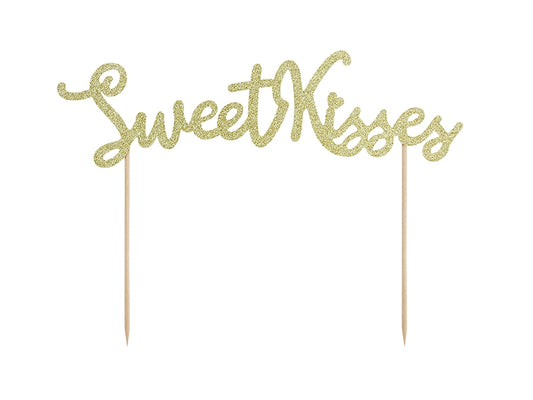 Topo bolo dourado "sweet kisses"